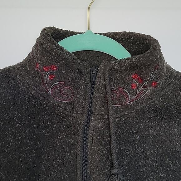 Vintage Victoria's Secret Country Gray 1/4 Zip Oversized Embroidered Fleece, S - Picture 4 of 6